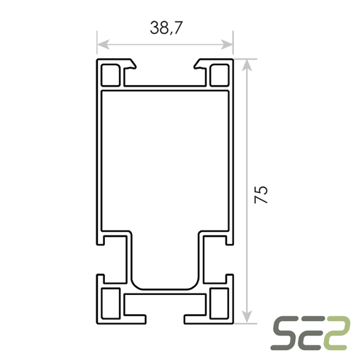 Disegno tecnico quotato della sezione del profilo Contact Solar Strong